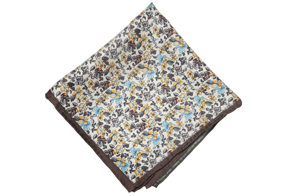 Chocolate Flowers Silk Pocket Square