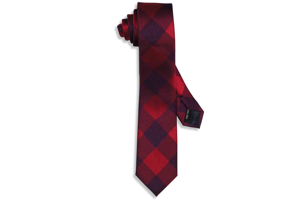 Red Blocks Skinny Tie