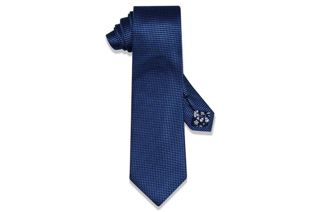 Text Blue Silk Tie